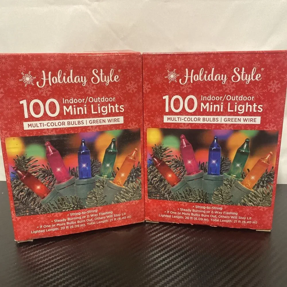 Holiday Style 100 Indoor/Outdoor Multicolor‎ Mini Christmas Lights 2 Boxes